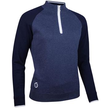 Sunderland Zonda Ladies Golf Lined Sweater - Navy Marl / Navy / White
