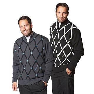 Buy Stuburt Lined Pattened Sweater Black/White Medium at www.golfgeardirect.co.uk