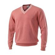 Ian Poulter Design Stripe Trim V-Neck Jumper Flamingo
