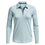 Under Armour Womens UA Zinger MicroStripe Long Sleeve Golf Polo - Fuse Teal