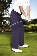 Stromberg Montserrat Stripe Funky Golf Trousers Navy/red