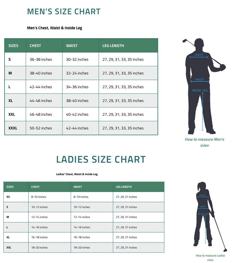 Size Chart for Proquip Ladies Freya Full Zip Lined Cardigan