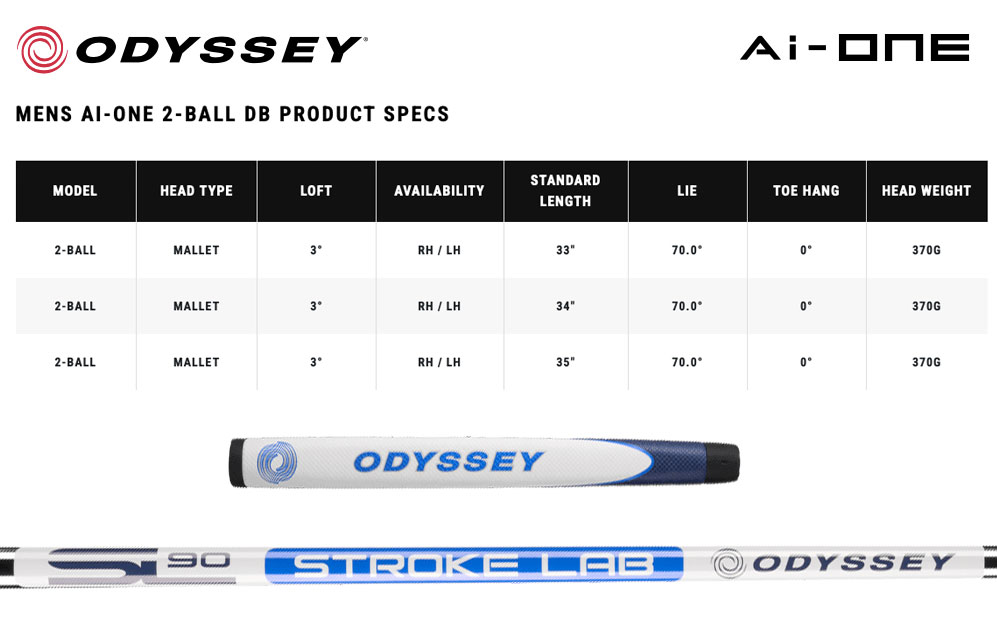 Specification for Odyssey Ai-ONE 2-Ball Double Bend Golf Putter