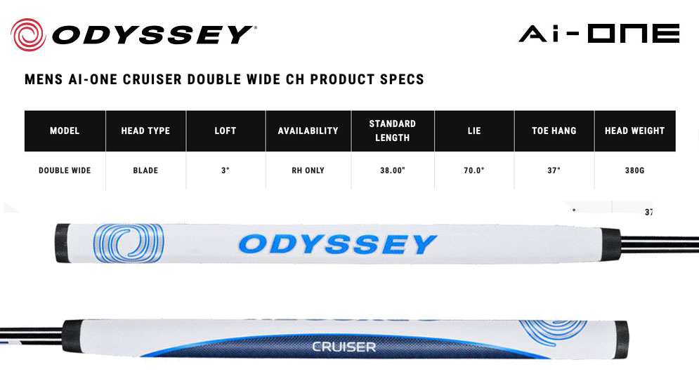 Specification for Odyssey Ai-ONE Cruiser Double Wide Crank Hosel Golf Putter