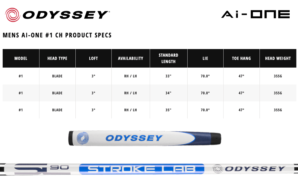 Specification for Odyssey Ai-ONE One Crank Hosel Golf Putter