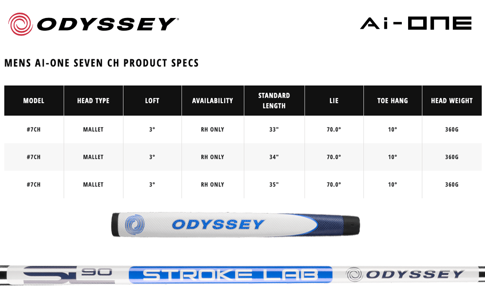 Specification for Odyssey Ai-ONE Seven Crank Hosel Golf Putter