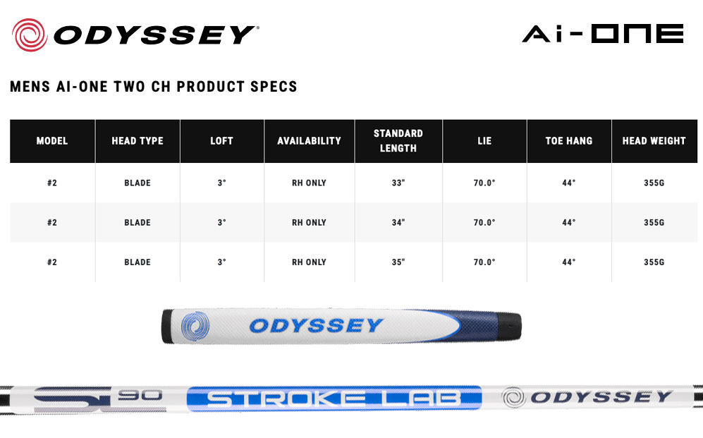 Specification for Odyssey Ai-ONE Two Crank Hosel Golf Putter