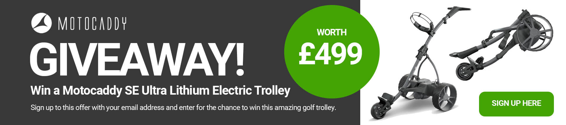 Motocaddy SE Trolley Giveaway Banner