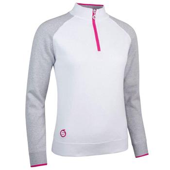 Sunderland Zonda Ladies Golf Lined Sweater - White / Silver / Magneta  - main image