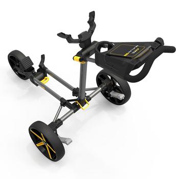 PowaKaddy DLX-Lite FF Push Cart Golf Trolley - Gunmetal/Yellow - main image