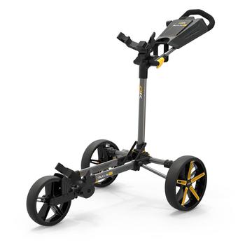 Gold Gear Direct - PowaKaddy DLX-Lite FF Push Cart Golf Trolley - Gunmetal/Yellow