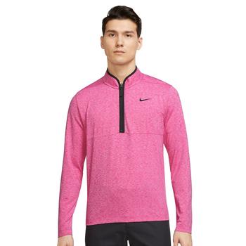 Nike Dri Fit Victory Heathered Half Zip Golf Top Pink Black Golf Gear Direct