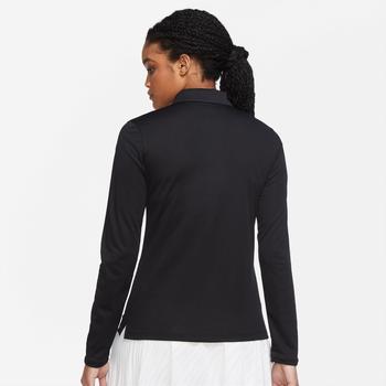 Nike Dri-Fit Victory LS Solid Womens Golf Polo Shirt - Black/White