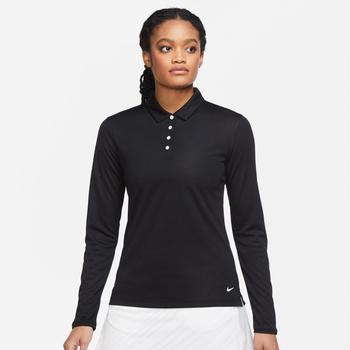 Nike Dri-Fit Victory LS Solid Womens Golf Polo Shirt - Black/White - main image