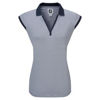 FootJoy Womens End on End Stripe Lisle Golf Polo Shirt - Navy - main image