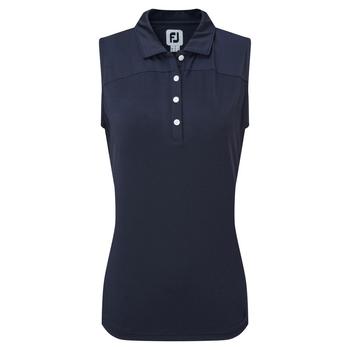 FootJoy Womens Mesh Back Sleeveless Lisle Golf Polo Shirt - Navy - main image