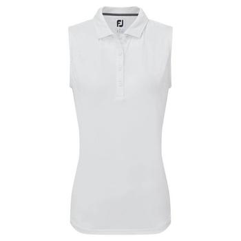 FootJoy Womens Mesh Back Sleeveless Lisle Golf Polo Shirt - White - main image