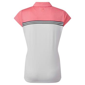 FootJoy Womens Engineered Colour Block Lisle Golf Polo Shirt - White/Bright Coral - main image