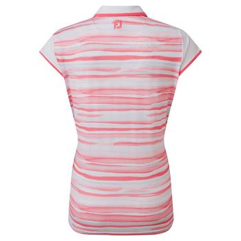 FootJoy Womens Cap Sleeve Colour Block Lisle Golf Polo Shirt - White/Bright Coral - main image