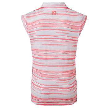 FootJoy Womens Cap Sleeve Watercolour Print Lisle Golf Polo Shirt - White/Bright Coral - main image