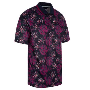 ProQuip Leaf Print Golf Polo Shirt - Navy/Fuschia - main image