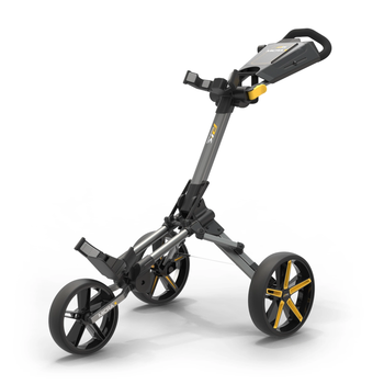 Gold Gear Direct - PowaKaddy MICRA Golf Push Trolley - Gun Metal/Yellow