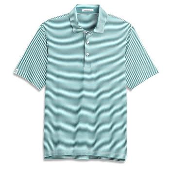 Ashworth Striped Tech Golf Polo - White/Lagoon