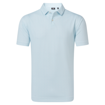 FootJoy Modernist Geo Pique Golf Polo Shirt - White/Ice Blue