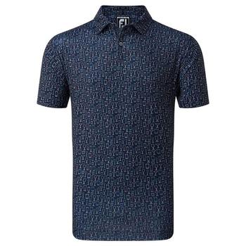 FootJoy Glass Print Lisle Golf Polo Shirt - Navy - main image