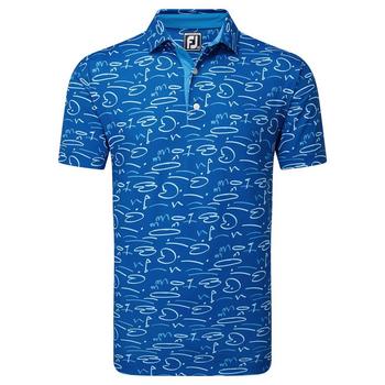 FootJoy Golf Course Doodle Pique Golf Polo Deep Blue