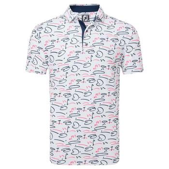 FootJoy Golf Course Doodle Pique Golf Polo - White - main image