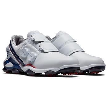 FootJoy Tour Alpha 2.0 Triple BOA Mens Golf Shoes - White/Navy/Red - main image