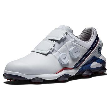 FootJoy Tour Alpha 2.0 Triple BOA Mens Golf Shoes - White/Navy/Red - main image