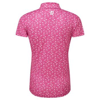 FootJoy Ladies Floral Print Lisle Golf Polo Shirt - Hot Pink - main image