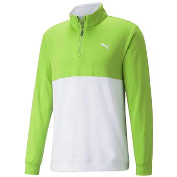 Gold Gear Direct - Puma Gamer Colourblock 1/4 Zip Golf Sweater - Green/Bright White