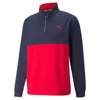 Puma Gamer Colourblock 1/4 Zip Golf Sweater - Navy Blazer/Ski Patrol - main image