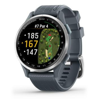 Garmin Approach® S44, Essential Golf GPS Smartwatch, AMOLED Display, On-Course Features, Silver Aluminum Bezel with Twilight Silicone Band-image