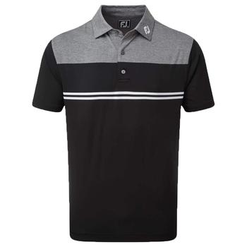 FootJoy Heather Colour Block Lisle Golf Polo Shirt - Heather Charcoal/Black/White - main image