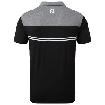 FootJoy Heather Colour Block Lisle Golf Polo Shirt - Heather Charcoal/Black/White - main image