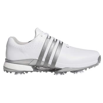Adidas Tour360 Boost Golf Shoes - White/Iron Metallic/Silver