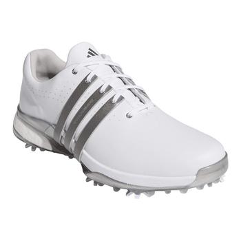 adidas Tour360 Boost Golf Shoes - White/Iron Metallic/Silver - main image