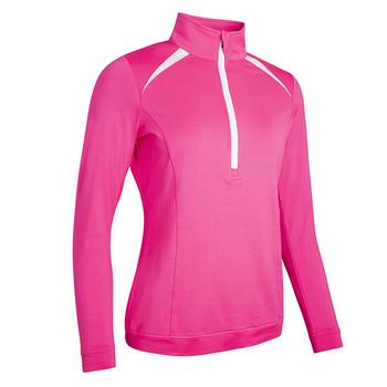 Sunderland Ladies Arosa Zip Neck Thermal Golf Midlayer - Solar Pink/White - main image