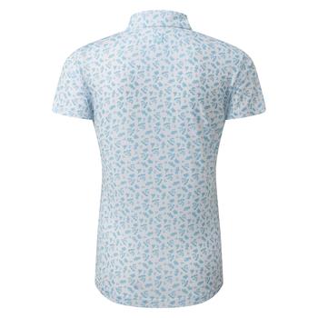 FootJoy Ladies Floral Print Lisle Golf Polo Shirt - White/Blue - main image