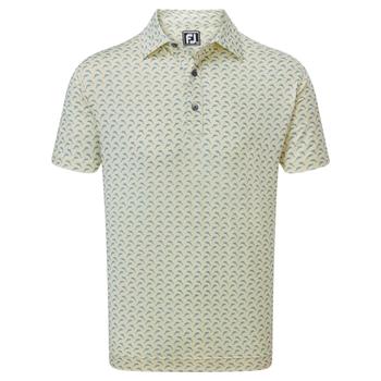 FootJoy Leaping Dolphins Lisle Print Golf Polo Shirt - Lemonade/Dove Grey - main image