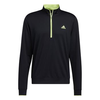 Gold Gear Direct - adidas Lightweight Quarter Zip Golf Sweater - Black/Green
