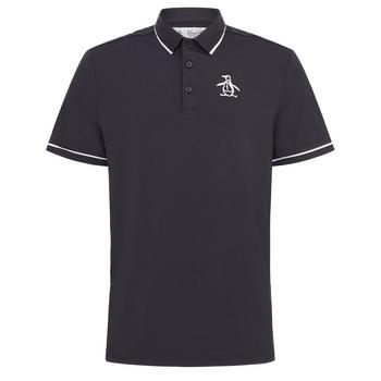 Original Penguin Heritage Piped Golf Polo Caviar Mens Medium Black