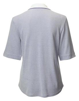 Swing Out Sister Peony Waffle Golf 1/2 Sleeve Polo Shirt - Peri back - main image