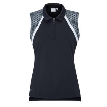 Ping Ladies Ansie Sleeveless Zip Neck Golf Polo - Navy/White - main image