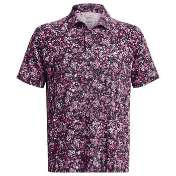 Under Armour Playoff 3.0 Printed Golf Polo Shirt - Black/Pink - main image