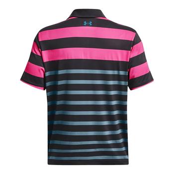 Under Armour Playoff 3.0 Stripe Golf Polo Shirt - Black/Pink